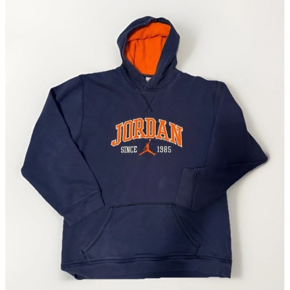 Jordan Hooded Sweatshirt Youth XL Navy Blue Vintage Sewn Logo Hoodie